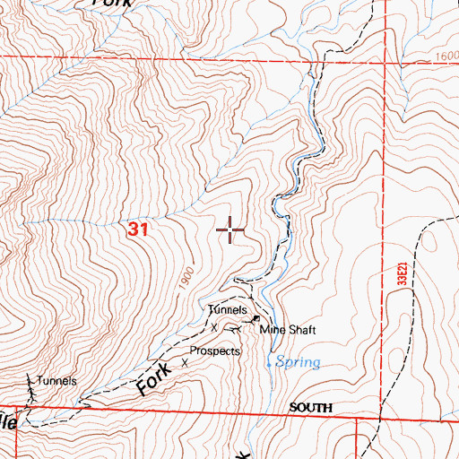 Topographic Map of Middle Fork Shannon Canyon, CA