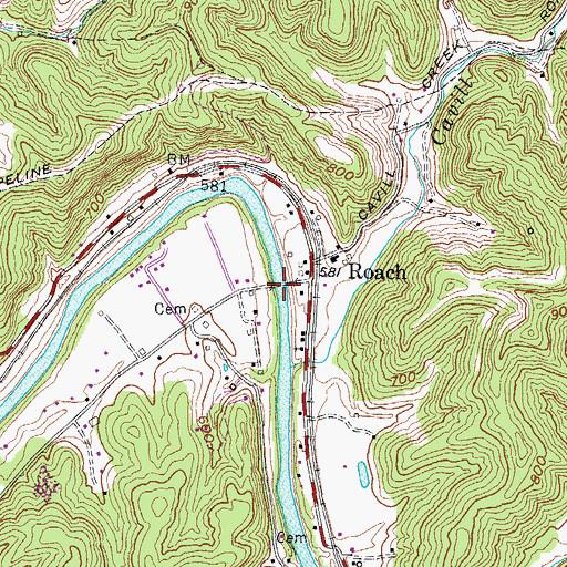 Topographic Map of Burl Farley Bridge, WV