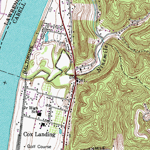 Topographic Map of David Ricky Memorial Bridge, WV