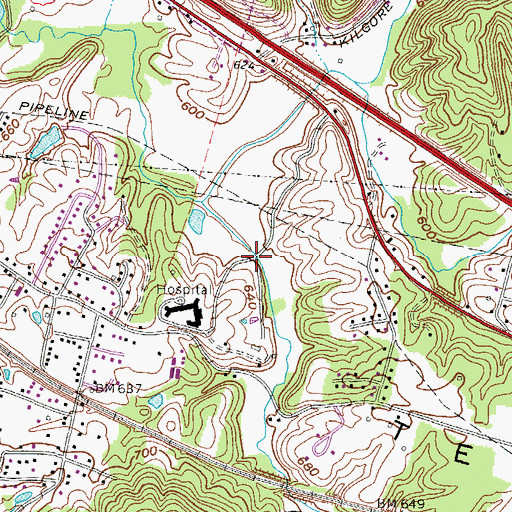 Topographic Map of Morris Memorial Bridge, WV