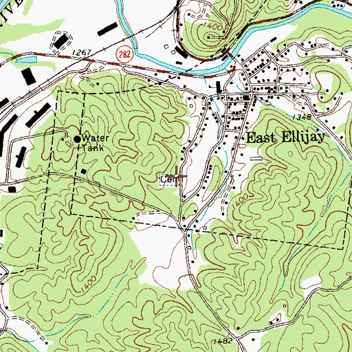 Topographic Map of East Ellijay City Cemetery, GA