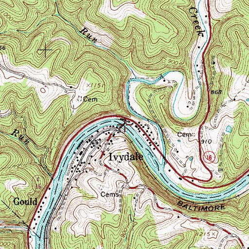 Topographic Map of J C Cruikshank Memorial Bridge, WV