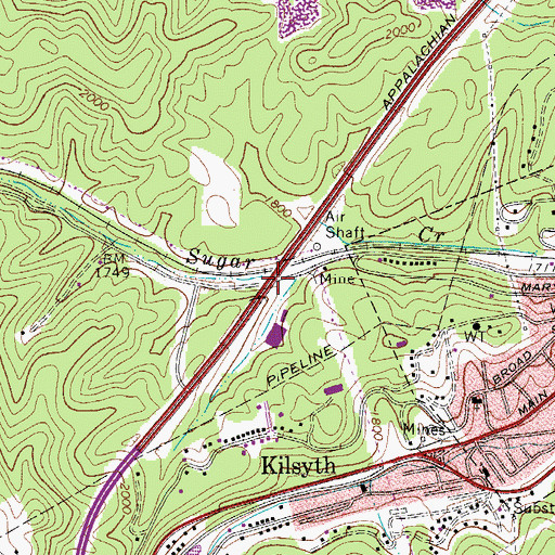 Topographic Map of Pax Avenue Bridge, WV