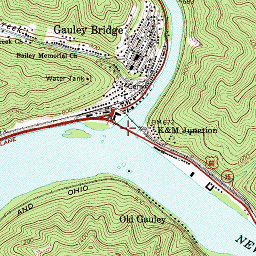 Topographic Map of Gauley Bridge, WV