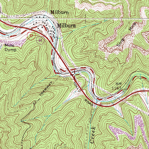 Topographic Map of West Virginia Turnpike Bridge, WV