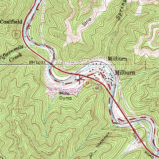Topographic Map of Stanley Bender Memorial Bridge, WV