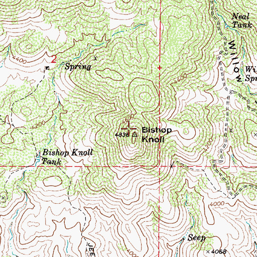 Topographic Map of Bishop Knoll, AZ