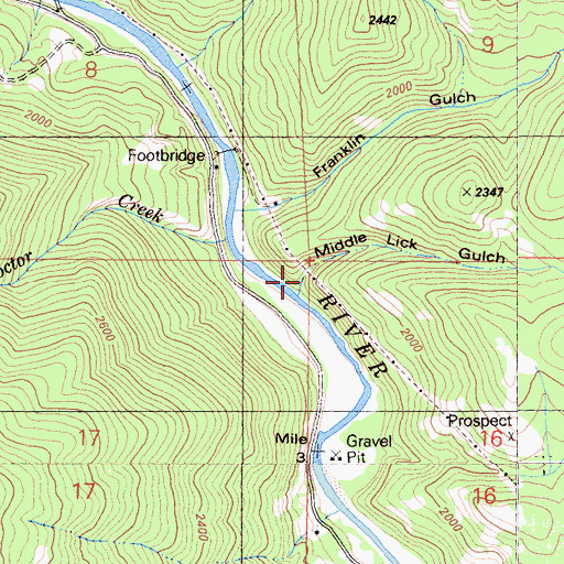 Topographic Map of Middle Lick Gulch, CA
