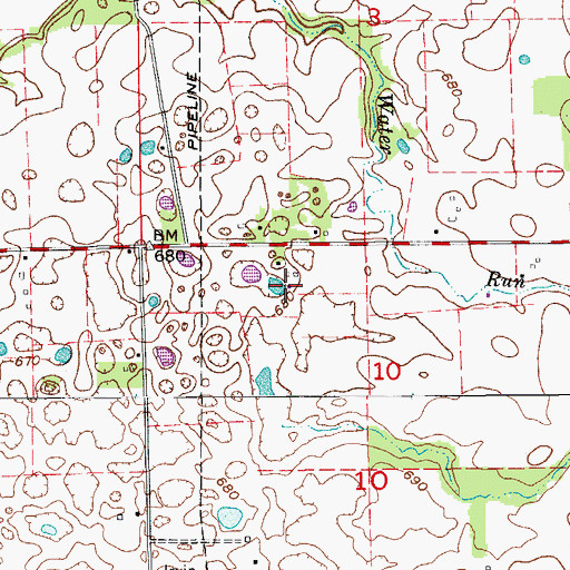 Topographic Map of Crandall Farms, IN