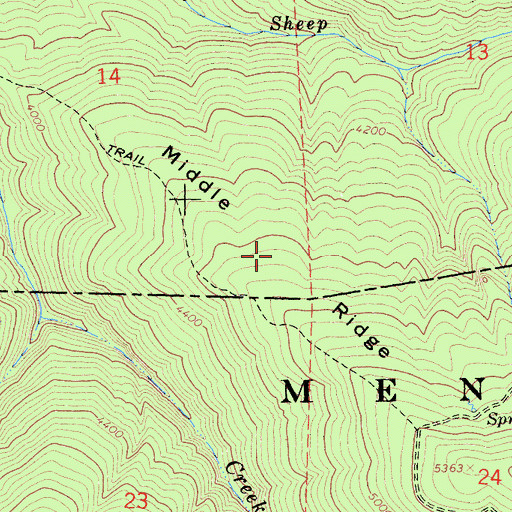 Topographic Map of Middle Ridge, CA