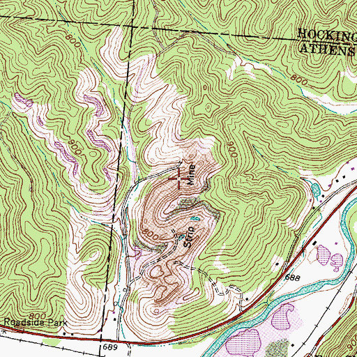 Topographic Map of Athens - Hocking Reclamation Center, OH