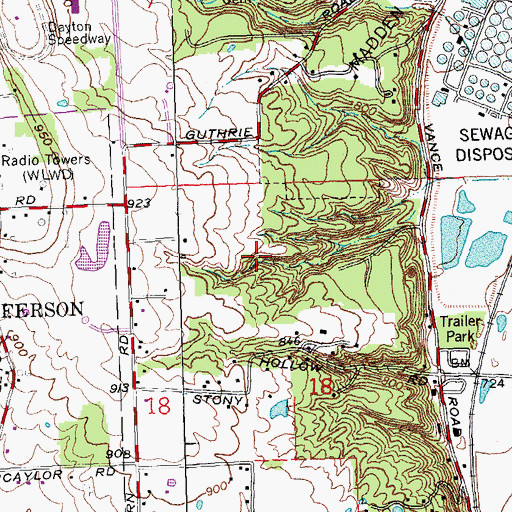 Topographic Map of Stony Hollow Hardfill, OH