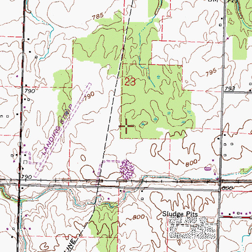 Topographic Map of Hancock County Sanitary Landfill, OH