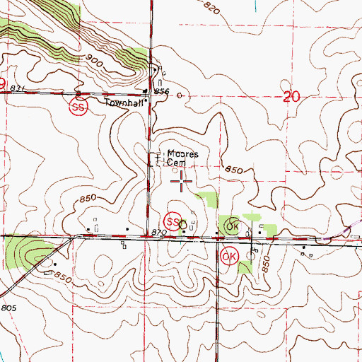 Topographic Map of County of Green Landfill, WI