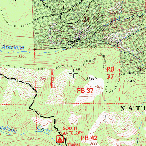 Topographic Map of Middle Ridge, CA