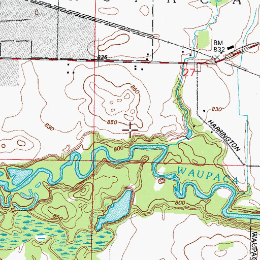 Topographic Map of Fox Valley Technical College Waupaca Regional Center, WI