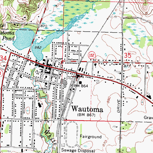 Topographic Map of Fox Valley Technical College Wautoma Regional Center, WI