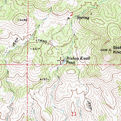 Topographic Map of Bishop Knoll Tank, AZ