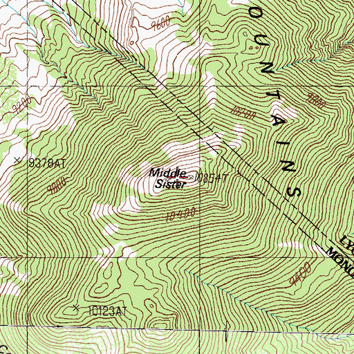Topographic Map of Middle Sister, CA