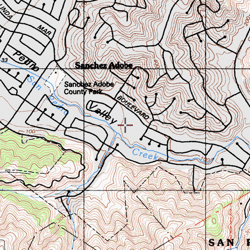 Topographic Map of Mildred Owen Concert Hall, CA