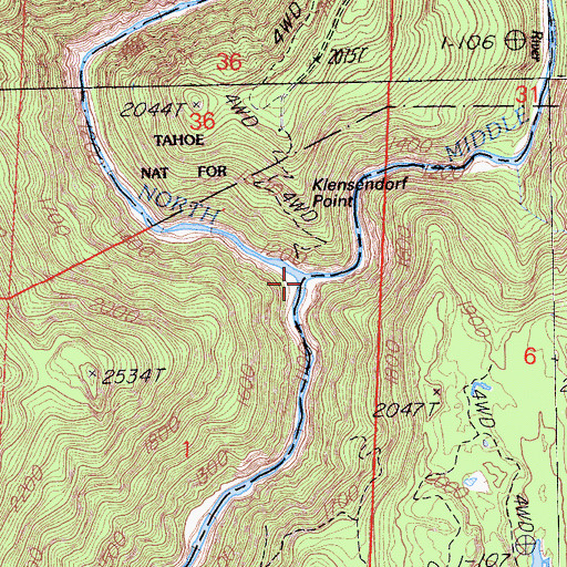 Topographic Map of Middle Yuba River, CA