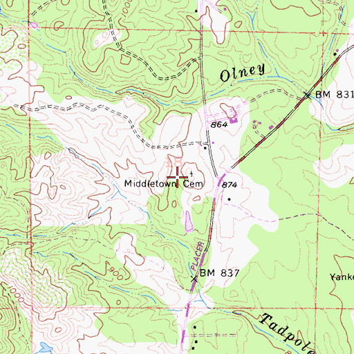 Topographic Map of Middletown Cemetery, CA