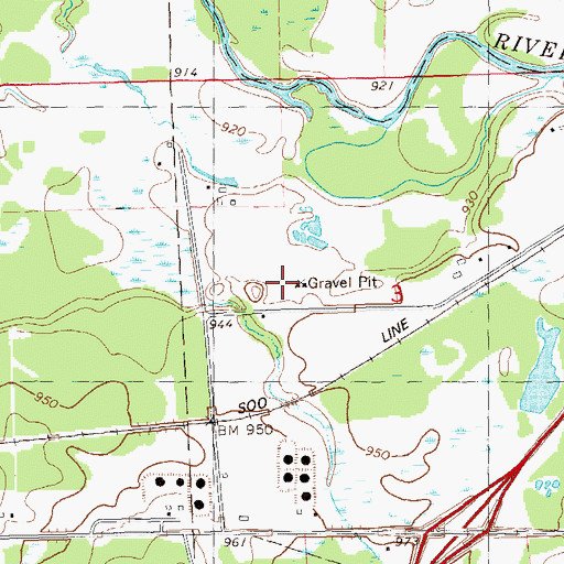 Topographic Map of Toutant Pit, WI