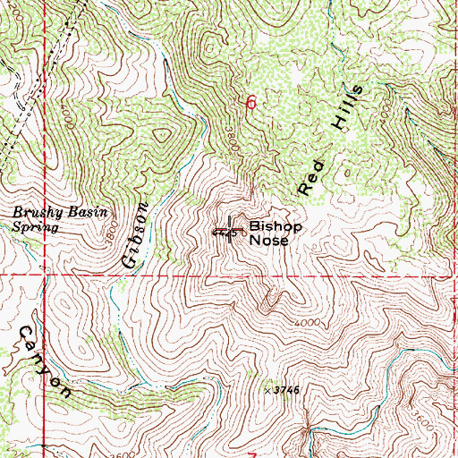 Topographic Map of Bishop Nose, AZ