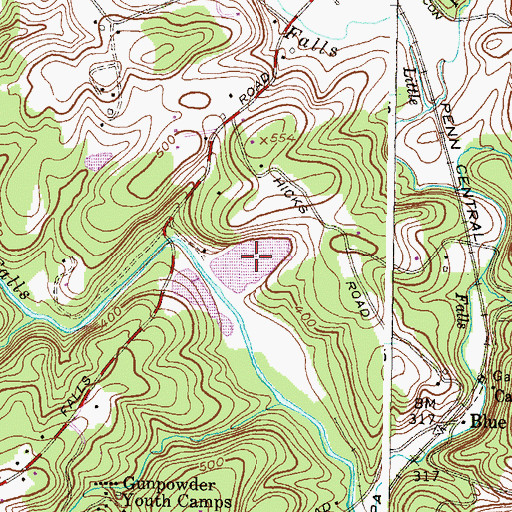 Topographic Map of Bluemount Quarry, MD