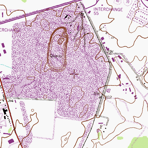 Topographic Map of Frederick Quarry, MD