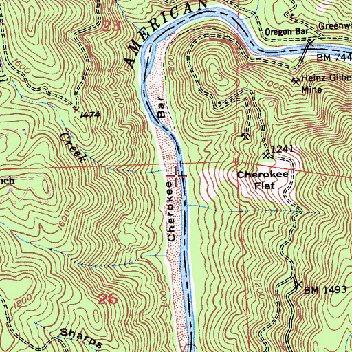 Topographic Map of Mile Hill Creek, CA