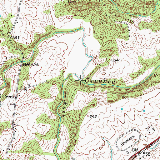Topographic Map of Rush Creek, KY