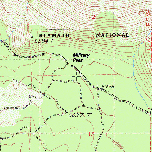 Topographic Map of Military Pass, CA