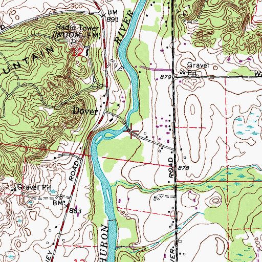 Topographic Map of Dover Historical Marker, MI