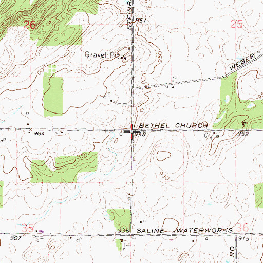 Topographic Map of Bethel Church Historical Marker, MI