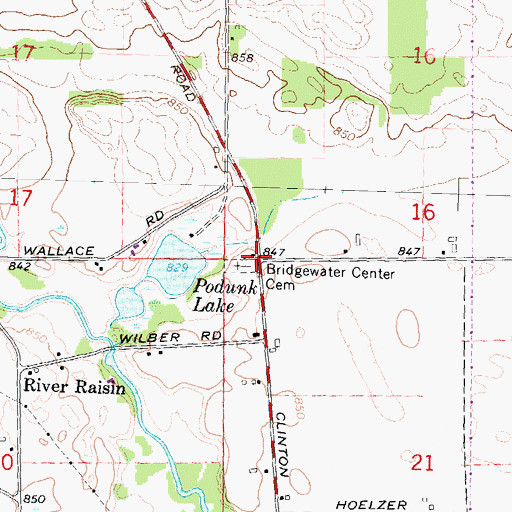 Topographic Map of Bridgewater Town Hall Historical Marker, MI