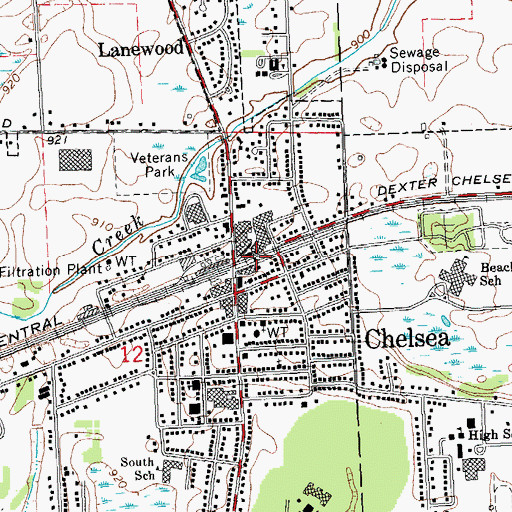 Topographic Map of Chelsea Historical Marker, MI