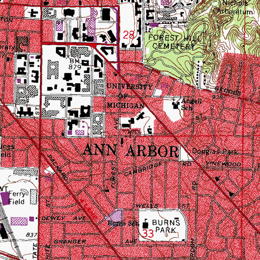Topographic Map of Delta Upsilon Fraternity Historical Marker, MI
