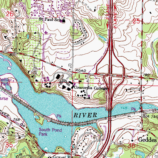 Topographic Map of Earhart Manor Historical Marker, MI