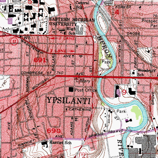 Topographic Map of Elijah McCoy Historical Marker, MI