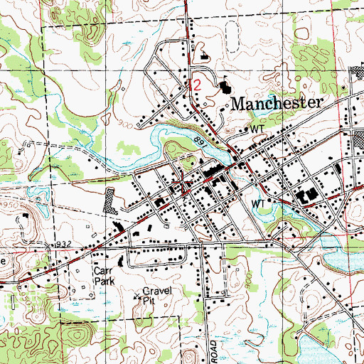 Topographic Map of Manchester Township Library Historical Marker, MI