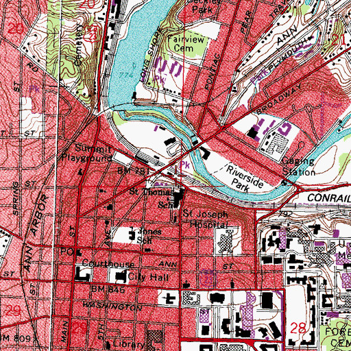 Topographic Map of Michigan Central Railroad Depot Historical Marker, MI