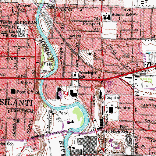 Topographic Map of Michigan's Interurbans Historical Marker, MI
