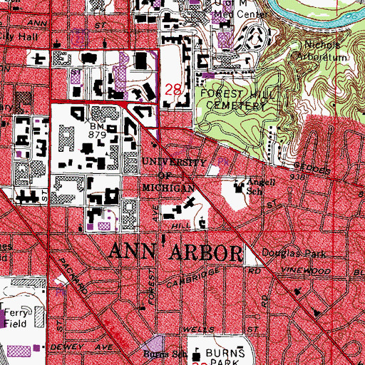 Topographic Map of Phi Delta Theta Fraternity House Historical Marker, MI