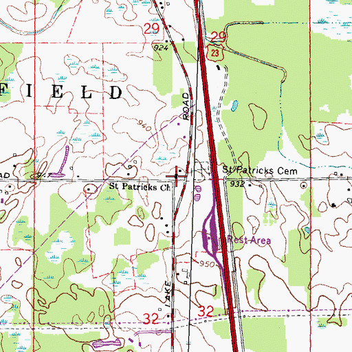 Topographic Map of Saint Patrick's Church Historical Marker, MI