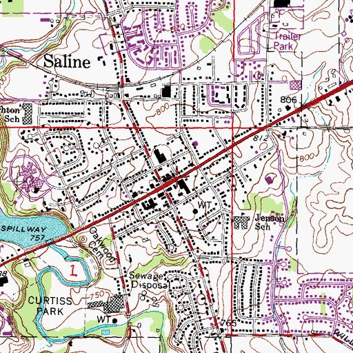 Topographic Map of Saline Presbyterian Church Historical Marker, MI