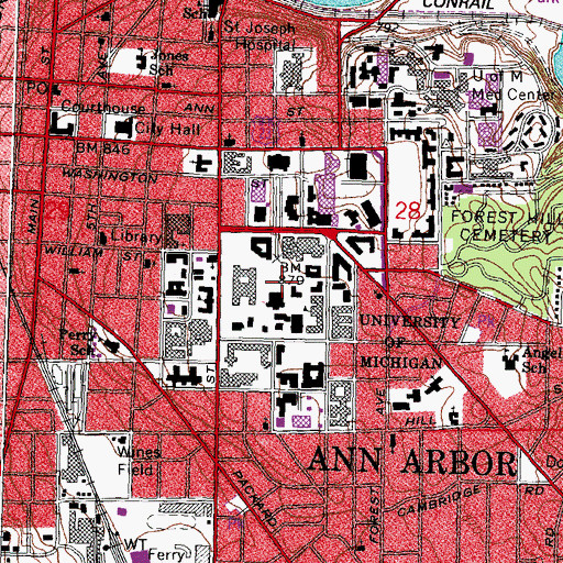 Topographic Map of University of Michigan Historical Marker, MI