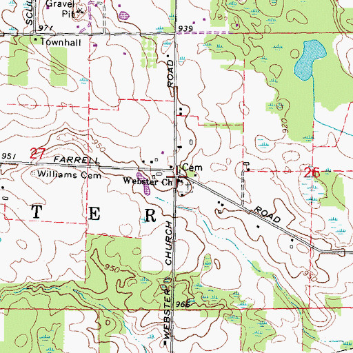 Topographic Map of Webster United Church of Christ Historical Marker, MI