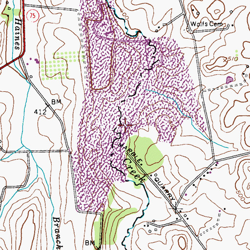 Topographic Map of Union Bridge Quarry, MD