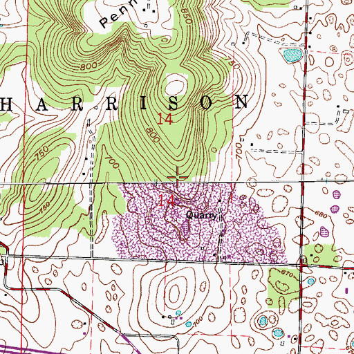 Topographic Map of Corydon Stone Quarry, IN